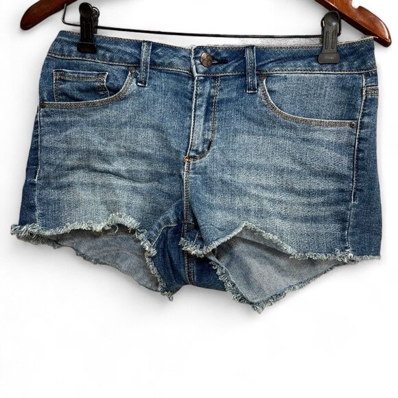 Jessica Simpson Jean Shorts Women 28 Blue Cut Off Mid Rise Medium Wash Denim - Picture 1 of 13